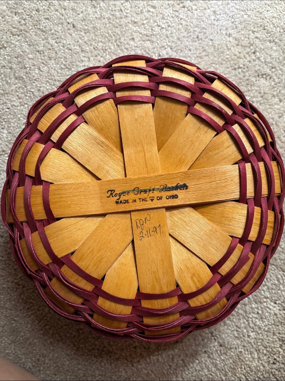 Royce craft bask Handwoven Two-Tone Red and Natural Wicker Basket - Home Accents